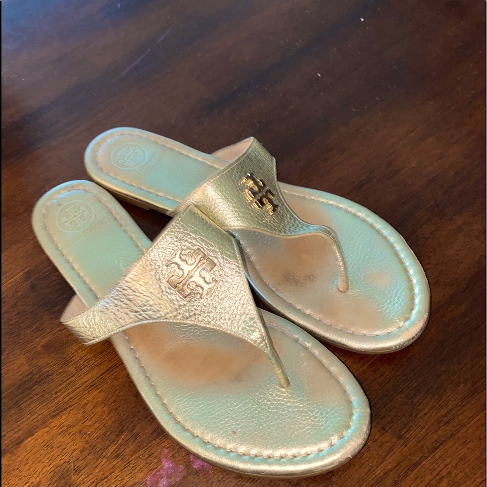 Size 10 Gold Tory Burch Sandals